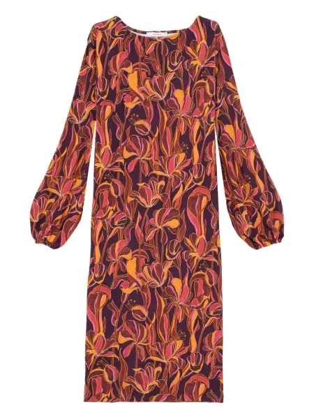 Rochie midi Maliparmi cu model floral cu imagine până la genunchi roșu