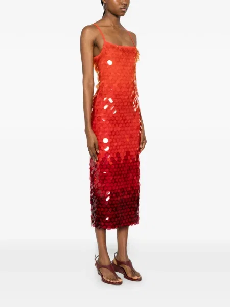Rochie midi Leslie Amon cu paiete portocaliu