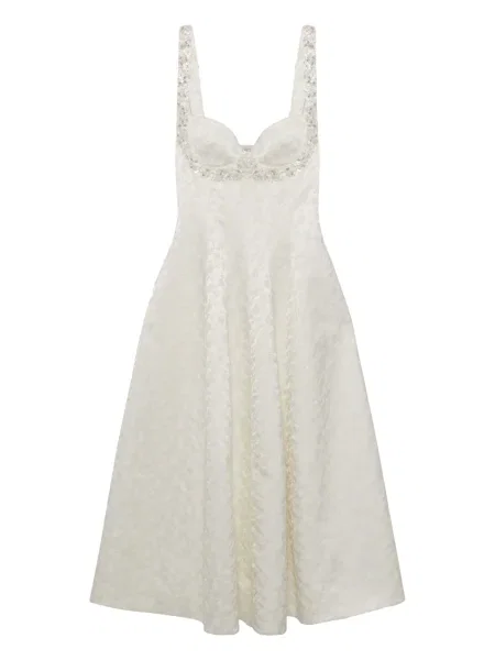 Rochie midi Simkhai cu model floral din jacard până la genunchi alb