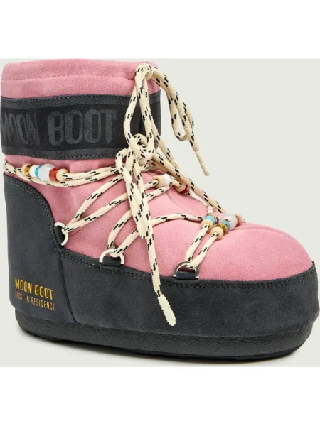 Moon Boot Bocanci ICON LOW SUEDE BEADS | Moon Boot X Guest in Residence | piele întoarsă roz