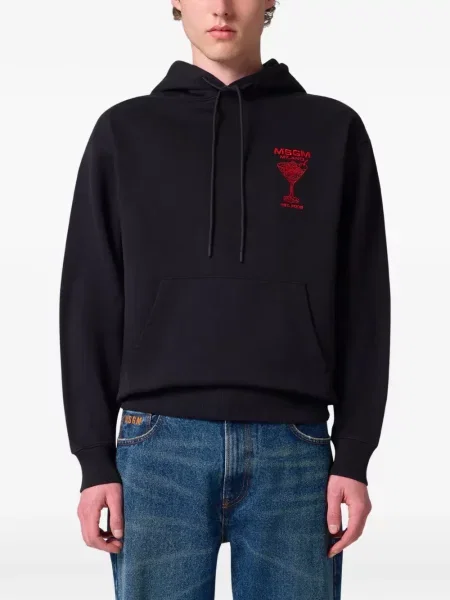 Hanorac cu glugă Msgm cu imagine cu cordon negru