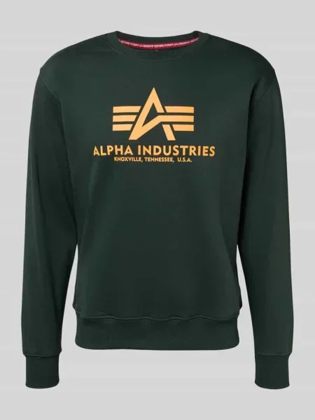 Bluza o kroju regular fit z nadrukiem z logo Alpha Industries zielona