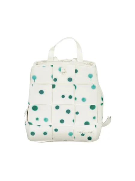Lniany plecak Desigual w grochy biały