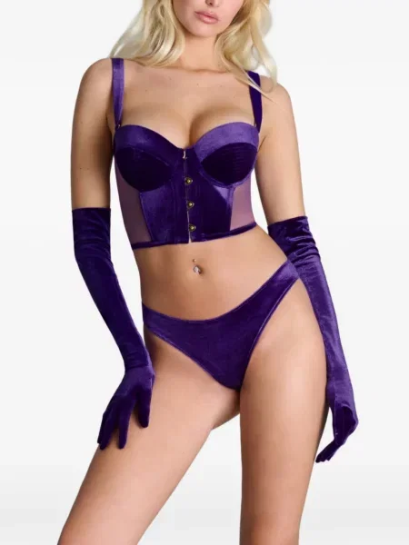Mănuși Maison Close de catifea violet