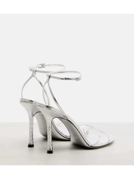 Sandale Jimmy Choo din piele cu model piele de șarpe argintiu