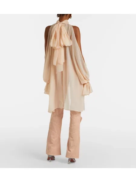 Pantaloni Blumarine evazate din canvas bej