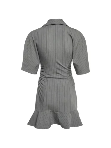 Rochie mini Ganni cu dungi cu volane gri