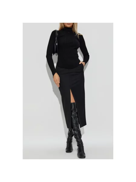 Sweter z golfem Courreges z logo do golfa czarny