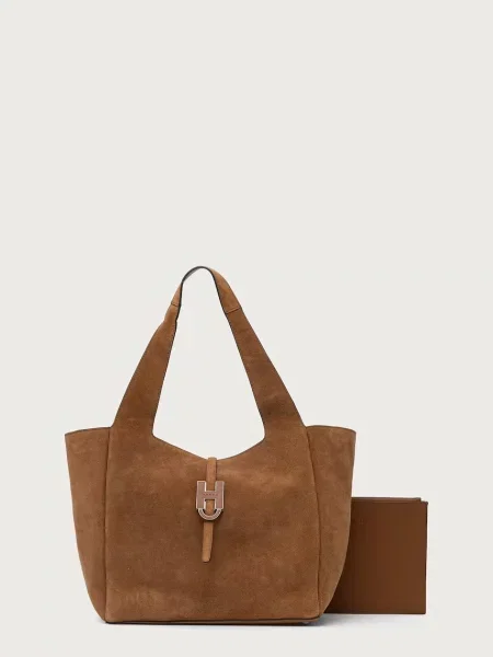 Bőr shopper táska Hogan barna