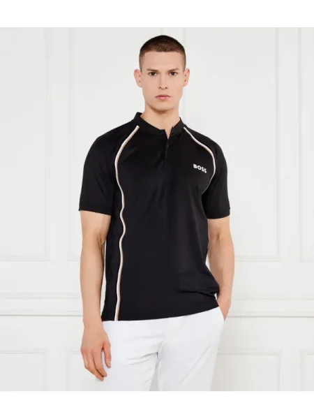 BOSS GREEN Polo Pariq Mesh | stretch negru