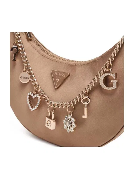 Priehľadná crossbody kabelka Guess hnedá