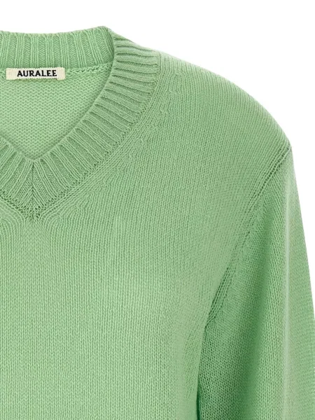 Pulover Auralee cu decolteu în V verde
