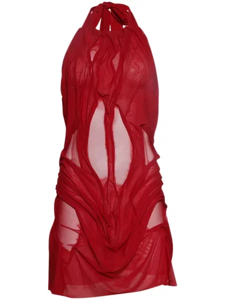 Rochie mini Di Petsa drapată cu gât halter roșu