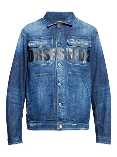 Geacă de blugi Dsquared2 cu imagine albastru