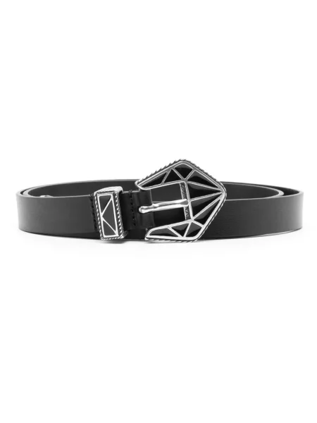 Curea Isabel Marant din piele cu imprimeu geometric negru