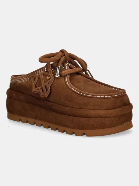 Naked Wolfe papuci din piele intoarsa Blizzard Blizzard Suede Shearling Tan maro