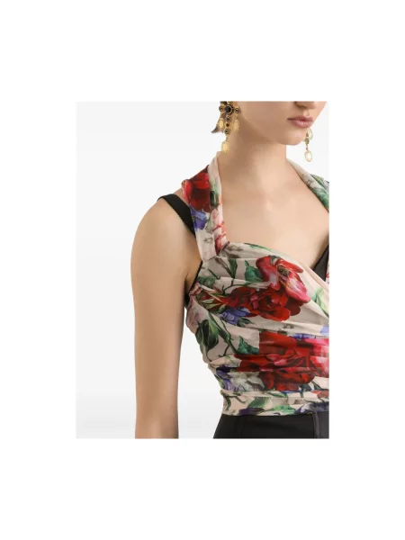 Wielobarwność top Dolce And Gabbana szyfonowy różowy