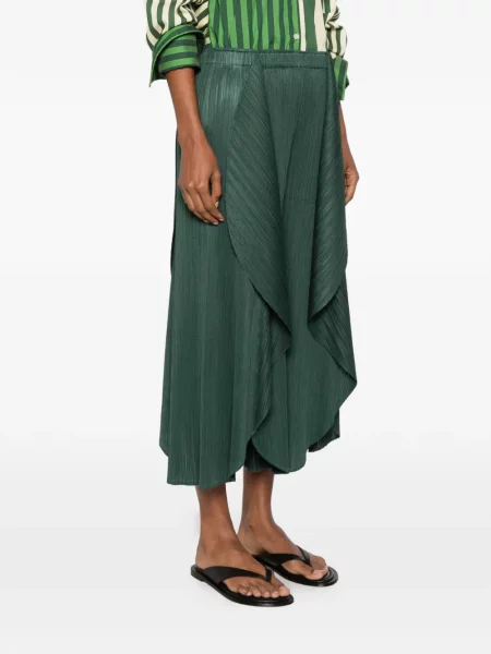 Pantaloni Pleats Please Issey Miyake drapate verde