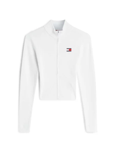 Mikina na zips Tommy Jeans s vysokým golierom biela
