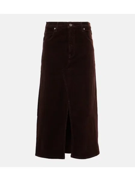 Spódnica midi Frame sztruksowa do kolan brązowa