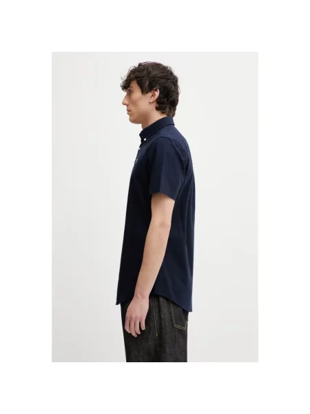 Koszula z krótkim rękawem Barbour z twillu niebieska