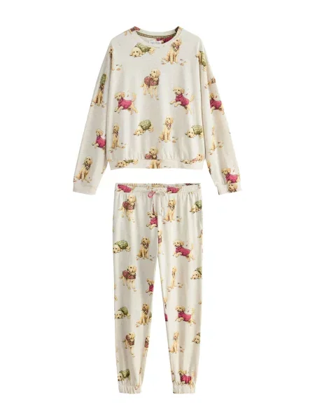 Next Pijama / galben deschis / kaki / magenta bej