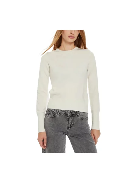 Guess Jeans sweter z domieszką wełny beżowy białe