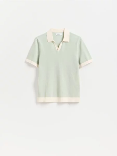 Gulerat tricou polo Reserved verde