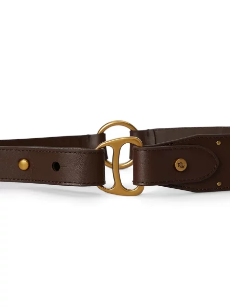 Lauren Ralph Lauren širok pas usnjeni rjava