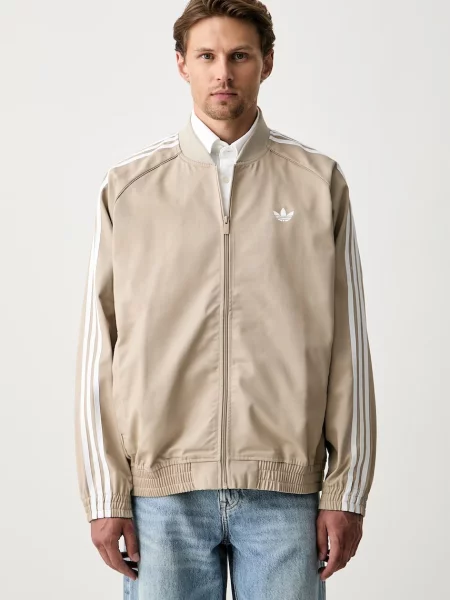 Класически суичър с цип Adidas Originals кепър бежово