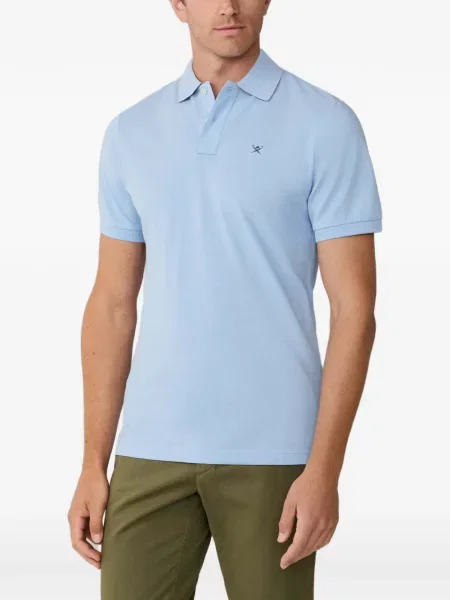 Tricou polo Hackett din țesătură twill cu autograf albastru
