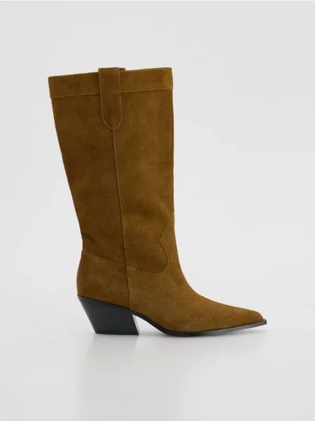 Замшевые ботфорты Reserved коричневые