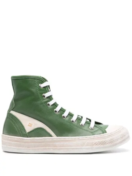 Sneakerși Moma din piele verde