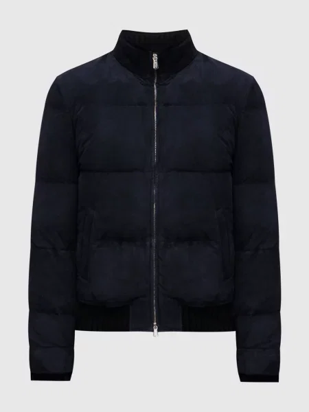 Замшева пухова куртка Enrico Mandelli синя