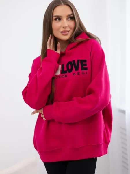 Bluza z kapturem Kesi ocieplana czerwona