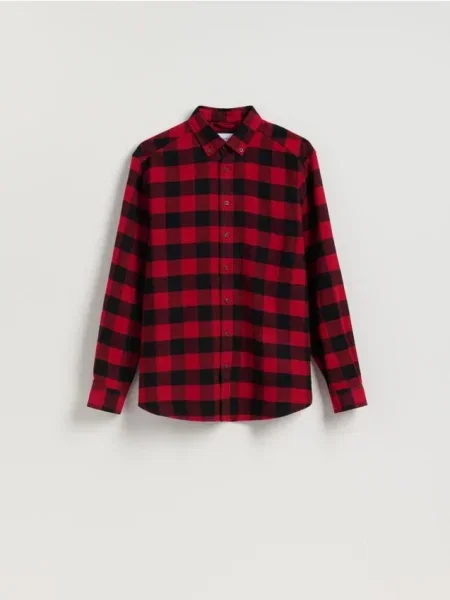 Reserved Koszula regular fit w kratę czerwony