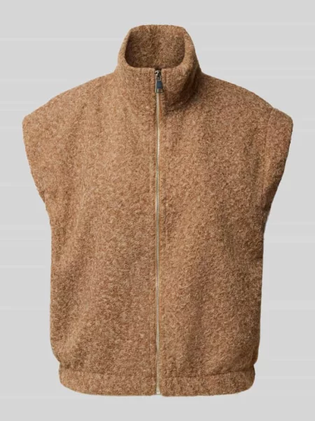 Kamizelka z pluszu o kroju regular fit Model Evelynn' Zabaione beżowa