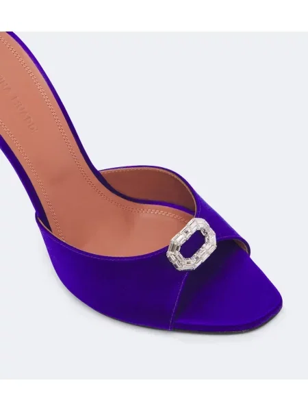 Papuci tip mules Amina Muaddi din satin violet
