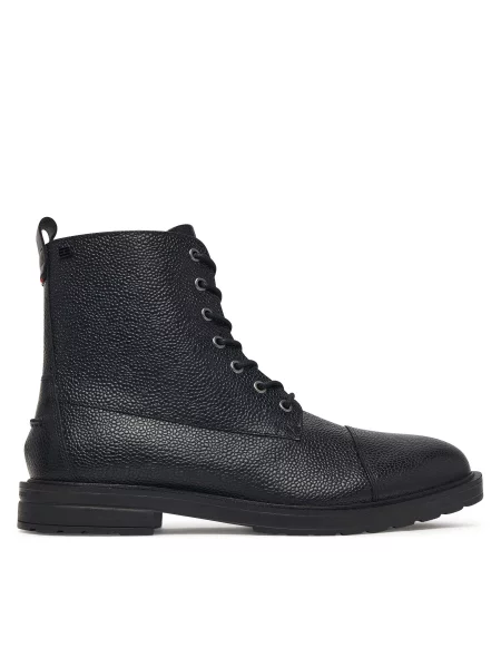 Kotníková obuv Tommy Hilfiger Cleated Hilifger Scotch Lth Boot černá