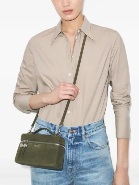 Top Tory Burch din piele de căprioară verde