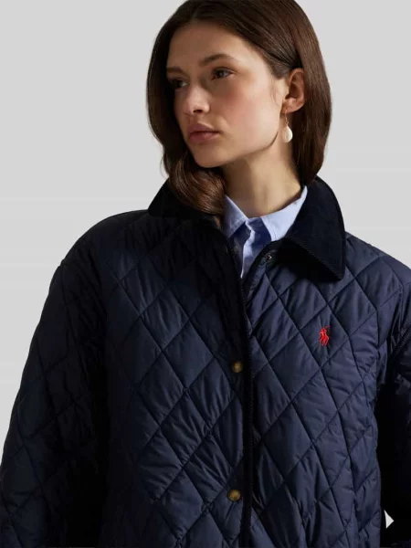 Kurtka pikowana o luźnym kroju z wyhaftowanym logo Polo Ralph Lauren granatowa