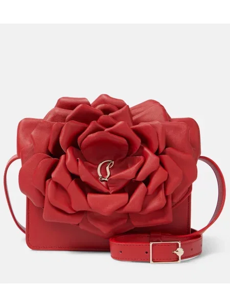 Usnjena crossbody torbica Christian Louboutin rdeča