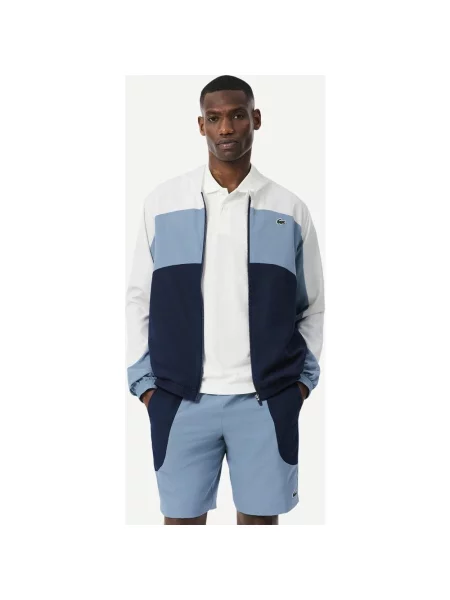 Kurtka z kapturem Lacoste Sport Colour-Block jasnoniebieski granatowy XS biały