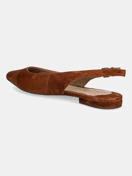 Semišové baleríny Lauren Ralph Lauren Londyn Slbck s odkrytou patou hnědá