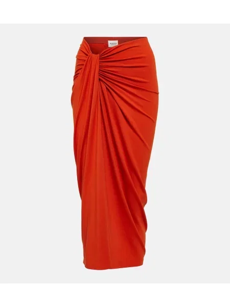 Fustă midi Marant Etoile din jerseu până la genunchi portocaliu