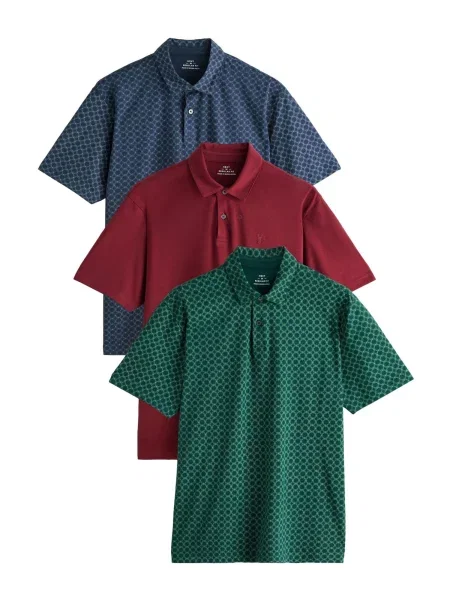 Next Majica temno modra / zelena / temno zelena / rubin rdeča