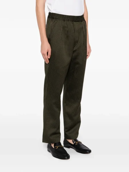 Pantaloni Tom Ford cu dungi plisate verde