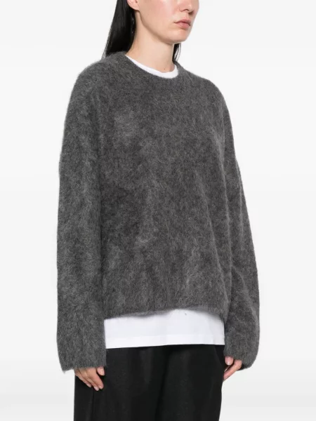 Pulover Soft Goat tricotate cu decolteu rotund gri