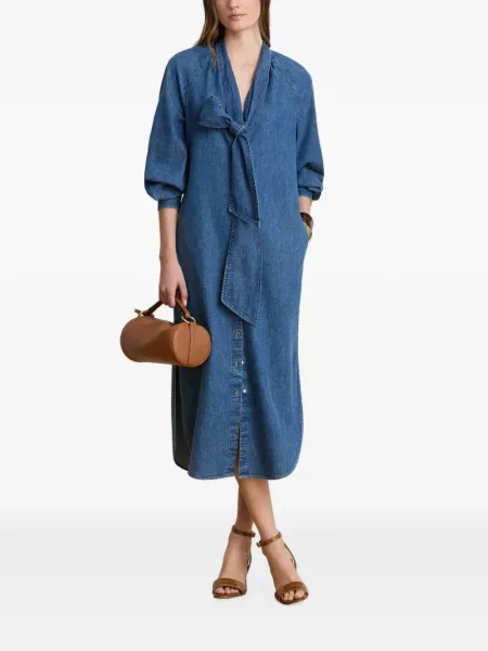 Μίντι φόρεμα Lauren Ralph Lauren γραβάτες μπλε