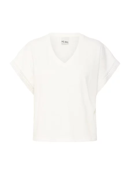 T-shirt z dekoltem w serek model ‘HOLYA’ Ichi biała